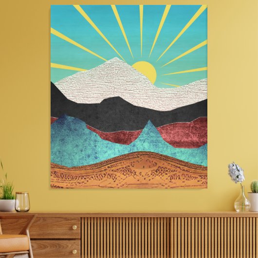 Mountain Fantasy Sunrise Canvas Afdruk (Insitu (Woonkamer))