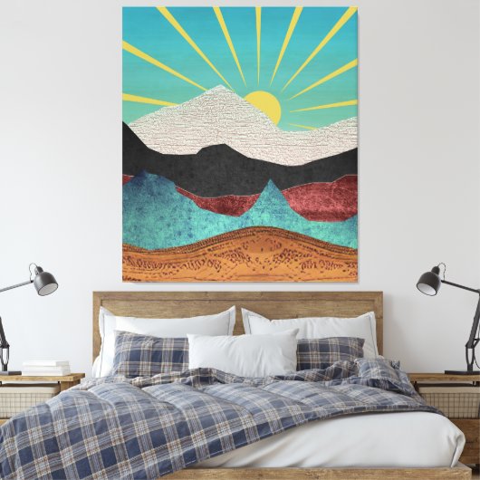 Mountain Fantasy Sunrise Canvas Afdruk (Insitu (Slaapkamer))