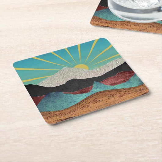 Mountain Fantasy Sunrise Kartonnen Onderzetters (Schuin)