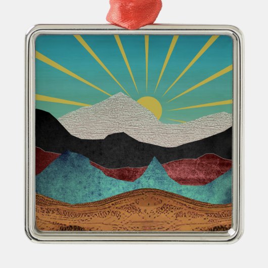 Mountain Fantasy Sunrise Metalen Ornament (Voorkant)