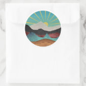Mountain Fantasy Sunrise Ronde Sticker (Tas)