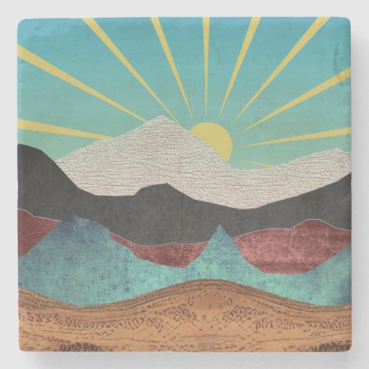 Mountain Fantasy Sunrise Stenen Onderzetter (Voorkant)