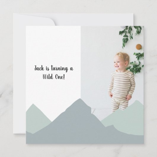 Mountain First Birthday Photo Invitation (Voorkant)