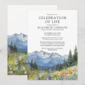 Mountain Floral Celebration Of Life Funeral Kaart (Voorkant / Achterkant)