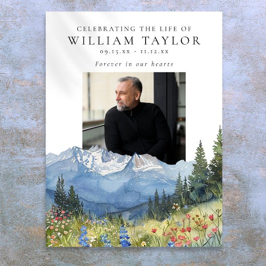 Mountain Floral Celebration Of Life Welcome Sign Poster