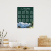 Mountain Floral Emerald Wedding Seating Chart Poster (Keuken)
