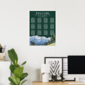 Mountain Floral Emerald Wedding Seating Chart Poster (Thuiskantoor)