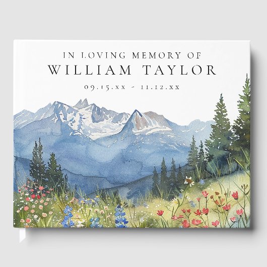 Mountain Floral In Loving Memory Funeral Gastenboek (Voorkant)