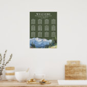 Mountain Floral Olive Green Wedding Seating Chart Poster (Keuken)