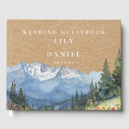 Mountain Floral Rustic Kraft Wedding Photo Gastenboek