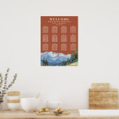 Mountain Floral Terracotta Wedding Seating Chart Poster (Keuken)