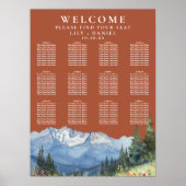 Mountain Floral Terracotta Wedding Seating Chart Poster (Voorkant)