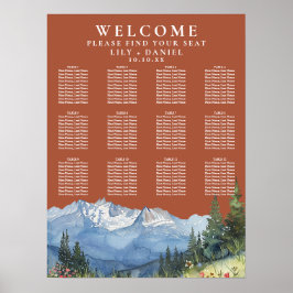 Mountain Floral Terracotta Wedding Seating Chart Poster