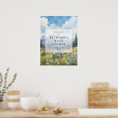 Mountain Floral Weide Baby Shower Welkom Bord Poster (Keuken)