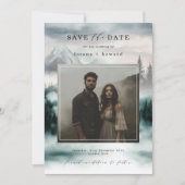 Mountain Fog Pine Forest Bewaar de datumfoto Kaart (Voorkant)