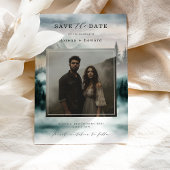 Mountain Fog Pine Forest Bewaar de datumfoto Kaart