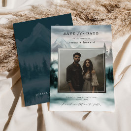 Mountain Fog Pine Forest Bewaar de datumfoto Kaart