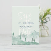 Mountain Foreat natuur bruiloft save the date Kaart (Staand voorkant)