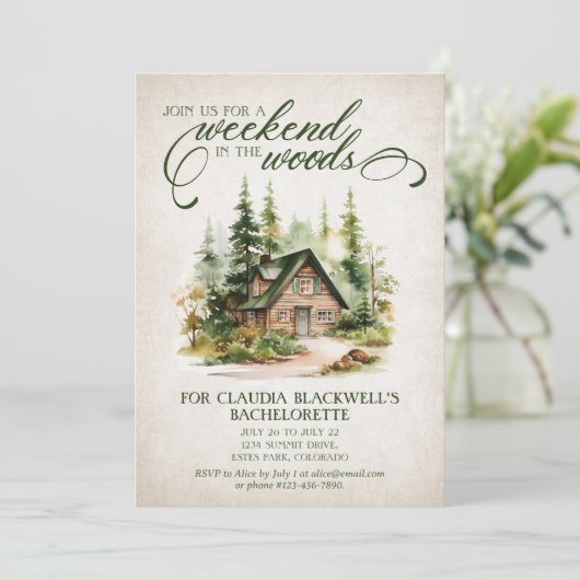 Mountain Forest Bachelorette Weekend Route Kaart (Staand voorkant)