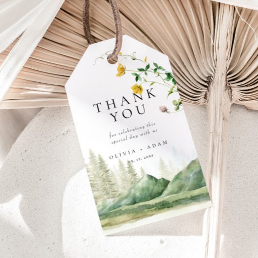 Mountain Forest Boho Wildflower rustieke bruiloft Cadeaulabel