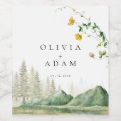 Mountain Forest Boho Wildflower rustieke bruiloft Wijn Etiket (Enkel label)