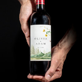 Mountain Forest Boho Wildflower rustieke bruiloft Wijn Etiket