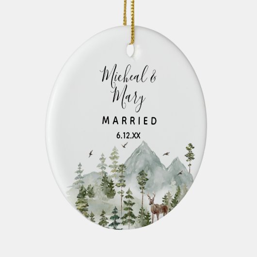 Mountain Forest Bomen Bruiloft Ornament Gift (Rechts)