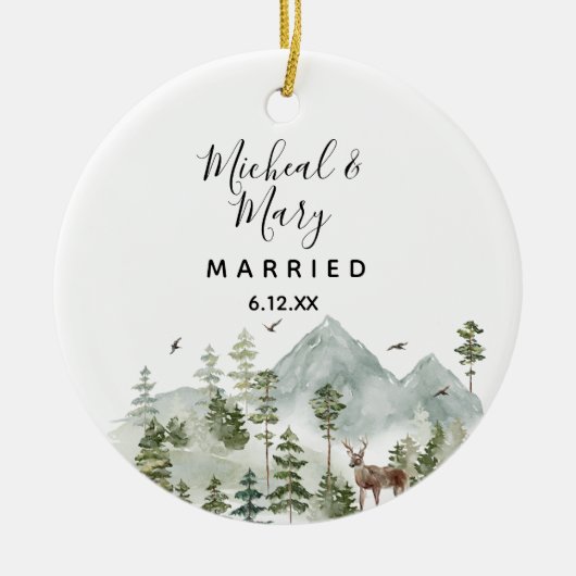 Mountain Forest Bomen Bruiloft Ornament Gift (Voorkant)