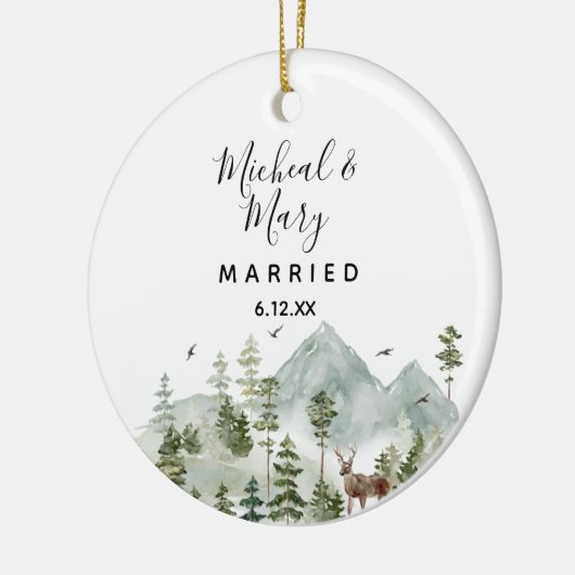 Mountain Forest Bomen Bruiloft Ornament Gift (Links)