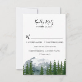 Mountain Forest Bruiloft RSVP met Maaltijd Keuze K