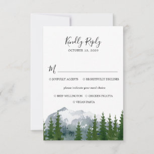 Mountain Forest Bruiloft RSVP met Maaltijd Keuze K