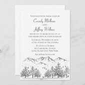 Mountain Forest Bruiloft Zwart Wit Landelijk Rusti Kaart (Voorkant / Achterkant)