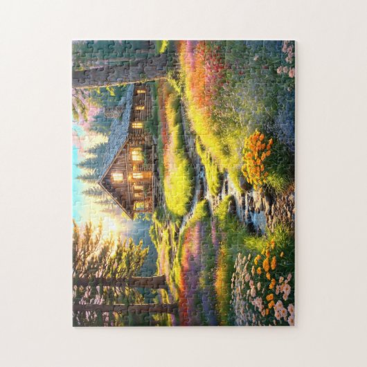 Mountain Forest Cabin Art Legpuzzel (Verticaal)