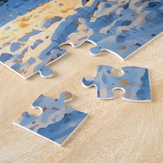 Mountain Forest Cabin Art Legpuzzel (Zijkant)