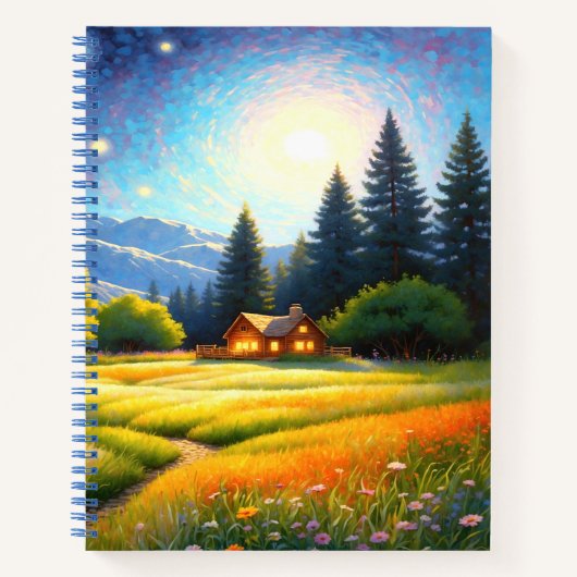 Mountain Forest Cabin Art Notitieboek (Voorkant)
