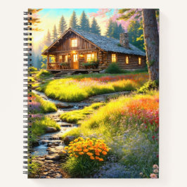 Mountain Forest Cabin Art Notitieboek