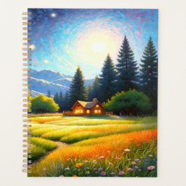 Mountain Forest Cabin Art Planner