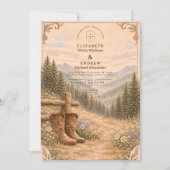 Mountain Forest Cowboy Boots Bruiloft Kaart (Voorkant)