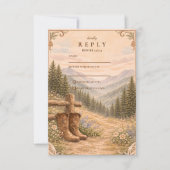 Mountain Forest Cowboy Boots Bruiloft RSVP Kaartje (Voorkant)