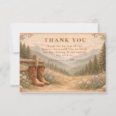 Mountain Forest Cowboy Boots Wedding Bedankkaart (Voorkant)