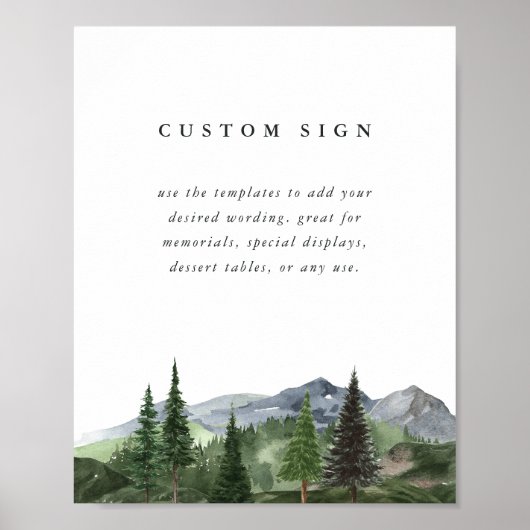 Mountain Forest Custom Wedding Sign Template Poster (Voorkant)