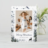 Mountain Forest Deer Foto Vrolijke Kerst Kaart (Staand voorkant)