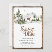 Mountain Forest Deer Photo Wedding Save The Date (Voorkant)