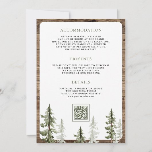 Mountain Forest Deer QR Code All in One Wedding Kaart (Achterkant)