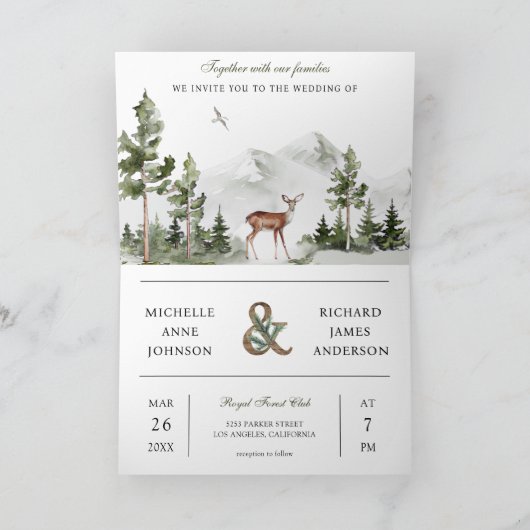 Mountain Forest Deer QR Code Photo Wedding (Binnen)