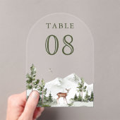 Mountain Forest Deer Wedding Acrylic Table Number Acryl Uitnodigingen (Insitu (Draagbaar))