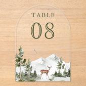 Mountain Forest Deer Wedding Acrylic Table Number Acryl Uitnodigingen (Voorkant)