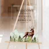 Mountain Forest Deer Wedding Welcome Acryl Bord