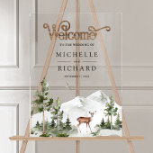 Mountain Forest Deer Wedding Welcome Acryl Bord