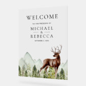Mountain Forest Deer Wedding Welcome Acryl Bord (Hoek)